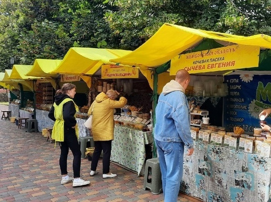 В парке культуры и отдыха Тамбова продолжают торговать мёдом и продуктами пчеловодства